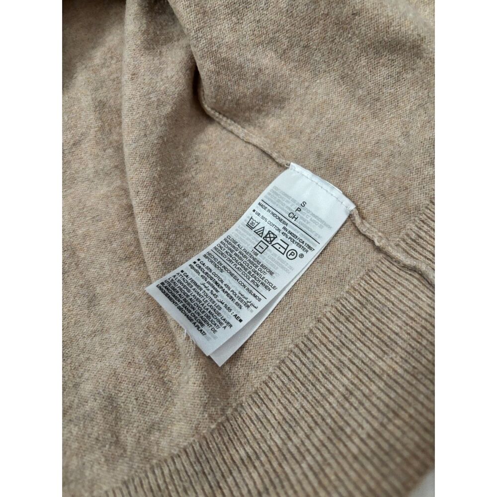 Beige Button Front Crewneck Cardigan Sweater Size Small - Picture 5 of 7